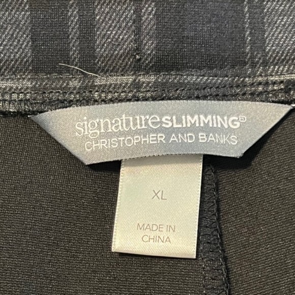 Signature Slimming by Christopher & Banks Black Gray Plaid Stretch Pants Size XL - Picture 5 of 10